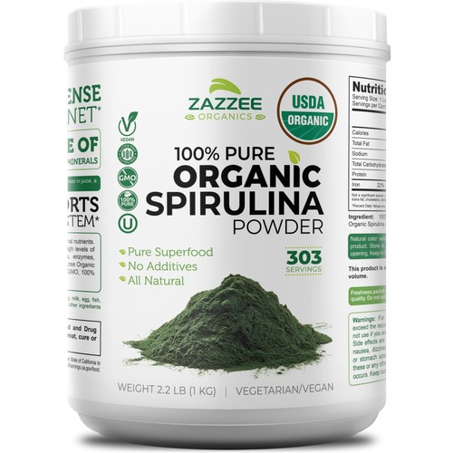 Zazzee usda organic spirulina - zazzee,